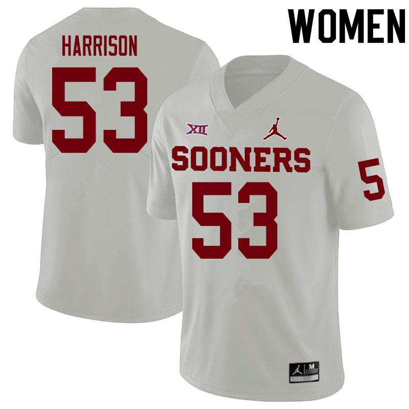 Women #53 Anton Harrison Oklahoma Sooners College Football Jerseys Sale-White - Click Image to Close